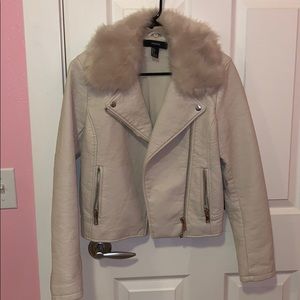 faux leather jacket with fur